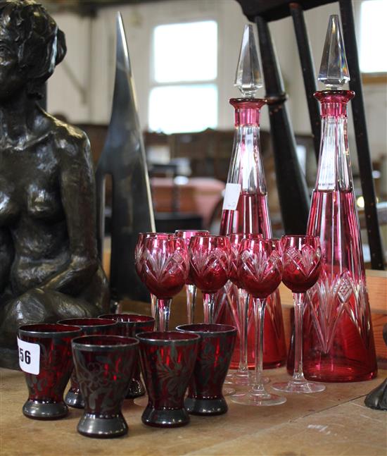 Bohemian glass liqueur set